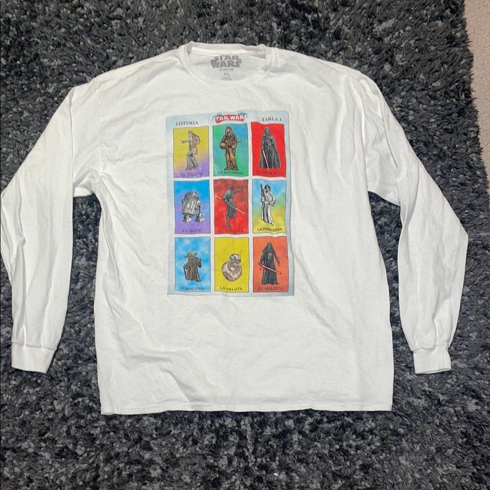 Star Wars Spanish White Long Sleeve with Colorful Character Panels
